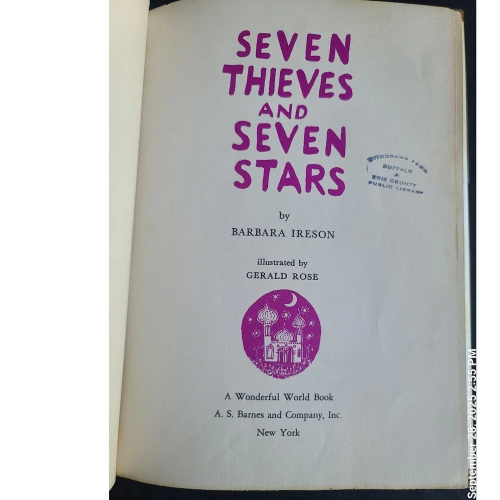 Seven Thieves and Seven Stars Barbara Ireson Gerald Rose 1960 Vintage Book VIDEO